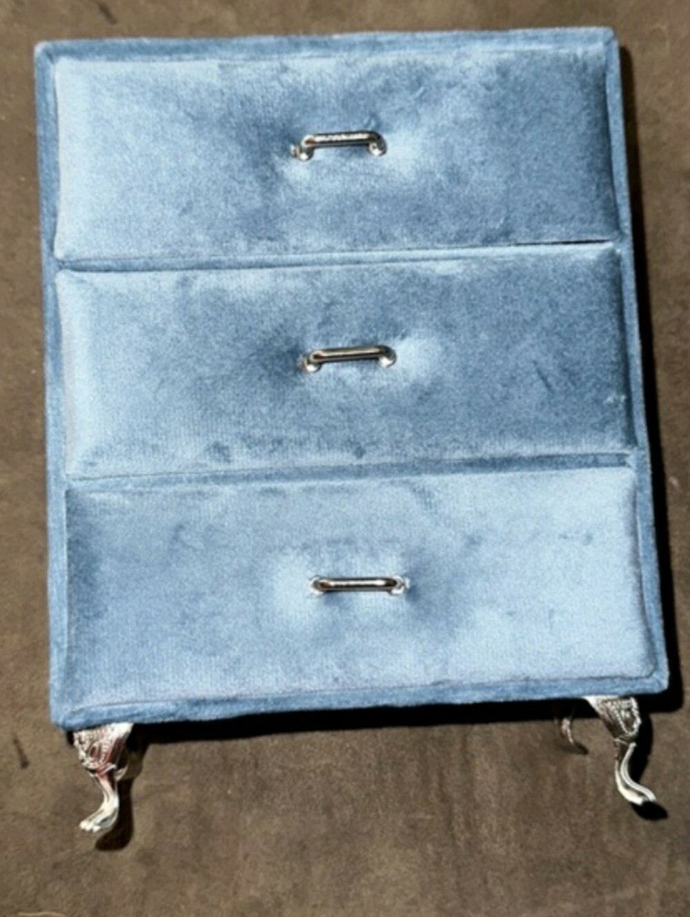 Blue Velvet 3-Drawer Chest with Silver Legs - Unbranded - Picture 3 of 14